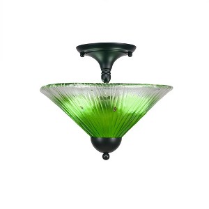 Toltec Lighting Any 2 - Light Flush Mount in  Matte Black with 12" Kiwi Green Crystal Shade - 1 of 1