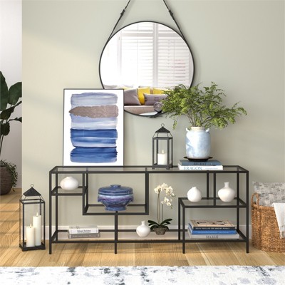 Deveraux 58'' Modern Blackened Bronze TV Stand with Glass Shelves