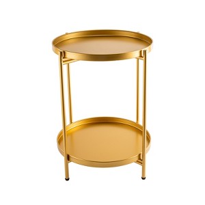 YIYIBYUS 2-Tier End Table, Metal Round Side Table with Removable Tray - 1 of 4
