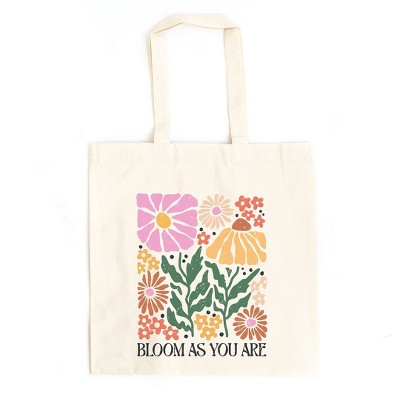 City Creek Prints Boho Bloom As You Are Canvas Tote Bag - 15x16 - Natural
