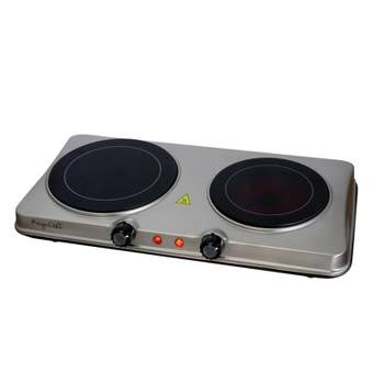 Cooktron Portable Double Burner Quick-heating Electric Induction Cooktop  W/knob & Touch Controls, 10 Temp Levels, 9 Power Levels & Child Safety Lock  : Target