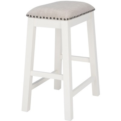 Aero White Wood Counter Stools with Nailhead Trim, Set of 2