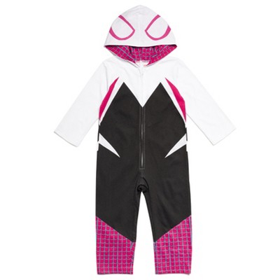 Marvel Spider-Man Spider-Gwen Ghost Spider Toddler Girls Zip Up Cosplay Coverall White 5T