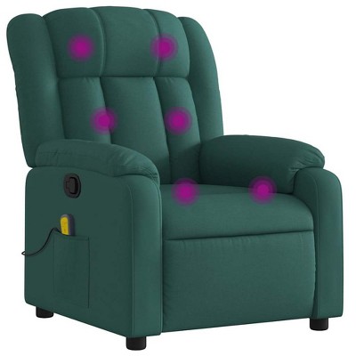 vidaXL Massage Recliner Chair, Adjustable Recliner with 6-Point Vibration Massage, Dark Green Fabric