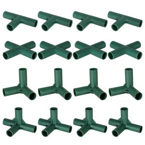 EAGLE PEAK Pack of 16pcs 4 Types Greenhouse Frame Connectors 0.63 in, PVC Pipe Joint for Flower Stands Gardening Frame Construction - 1 of 4