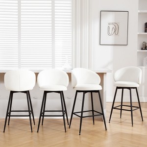 Bekrvio 30" Bar Height Stools - Swivel Velvet Barstools with Back, Modern Upholstered High Chairs for Kitchen Counter, Home Pub - 1 of 4