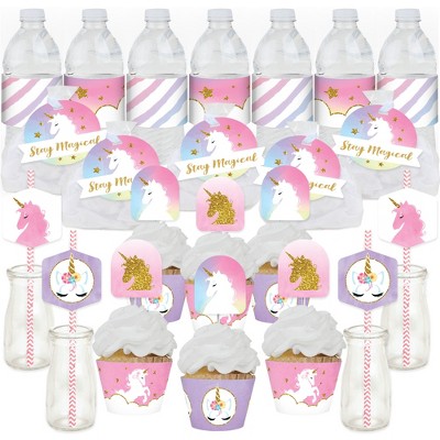 Rainbow Unicorn Birthday Party Supplies Pack | 66 Pieces | Serves 8 Guests