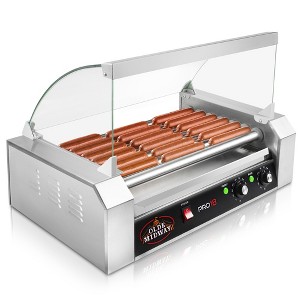 Olde Midway Electric Hot Dog Roller Grill Cooker with Glass Cover, Commercial Grade Machine - 1 of 4