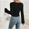 Clearlove Women Ruched Front Crop Top Sweetheart Neck Shirts - 4 of 4