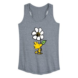 Women's Peanuts Woodstock Flower Graphic Racerback Tank - Heather