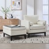 Lyngins Textured Boucle Accent Chair, Modern Farmhouse Square Armchair with Natural Wood Legs, Single Sofa Chair with 2 Pillows for Living Room - 2 of 4