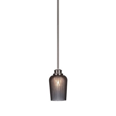 Toltec Lighting Cordova 1 - Light Pendant in  Brushed Nickel with 5" Smoke Textured Shade