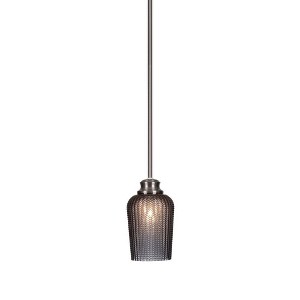 Toltec Lighting Cordova 1 - Light Pendant in  Brushed Nickel with 5" Smoke Textured Shade - 1 of 1