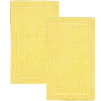 Hawmam Linen Bath Mats, Pack of 2-100% Ring Spun Cotton, Banded Design, Highly Absorbent, Machine Washable for Bathroom Floor Towel