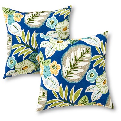 Set of 2 Marlow Floral Outdoor Square Throw Pillows - Kensington Garden