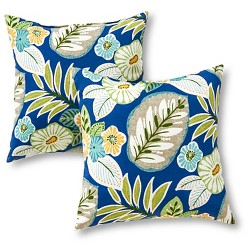 Set Of 2 Palm Leaves Multi Outdoor Square Throw Pillows - Kensington ...