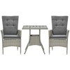 Resenkos 3 Pieces Patio Bistro Set, Two Reclining Wicker Chairs And An Outdoor Coffee Table, PE Rattan, Gray - 2 of 4