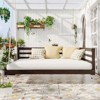 VisioGear Patio Swing Bed Modern Porch Swing Hanging Bed Frame with Hemp Ropes and Single Arm for Garden, Backyard, Brown, 80"*40.9"*23.7" - 4 of 4
