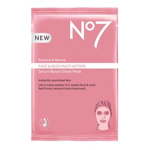 No7 Restore & Renew Face & Neck Multi Action Serum Boost Face Mask Sheet - .73oz