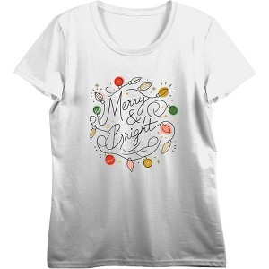Merry & Bright Christmas Lights Women's Crew Neck Short Sleeve Crop Tee - 1 of 3