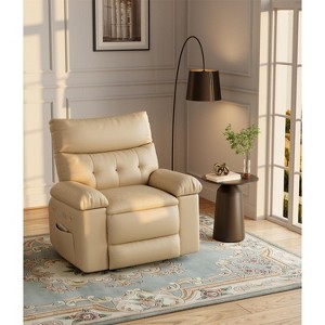 Recliner Chair for Adults,PU Leather Electric Rocker Recliner,360 Degree Swivel Lounge Chair with Side Pocket,Modern Massage Recliner Chair Sofa - 1 of 4