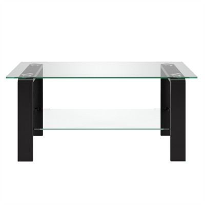 Blackened Bronze Glass Top Rectangular Coffee Table