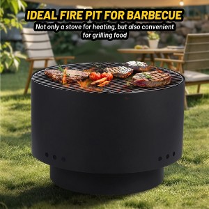 Smokeless Outdoor Fire Pit, Log Fire & Multi-Fuel Fireplace with Fireproof Mesh Lid, Cooking Grate, Cover, Bonfire Grill for, Patio, Camping, BBQ - 1 of 4