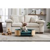 Gulches Scandinavian Style M sized Dog Pet Sofa with Solid Wood Legs, Curved Natural Wood Wooden Back, Velvet Cushion in Green - 3 of 4