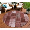 Burgundy Merlot And Blush Patchwork Washable Indoor Outdoor Area Rug - 2 of 4