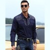Men's Cowboy Shirt Western Floral Embroidered Casual Button Down Long Sleeve Shirts with Pockets - 4 of 4