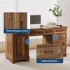 58 Inch Wide Executive Desk with 5 Drawers and 1 Cabinet, Farmhouse Home Office Desk - 4 of 4