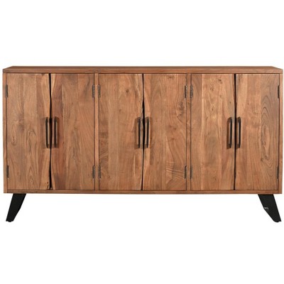 HomeRoots 69" Brown Solid Wood Live Edge Sideboard with Six Doors