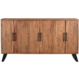 HomeRoots 69" Brown Solid Wood Live Edge Sideboard with Six Doors - 1 of 4