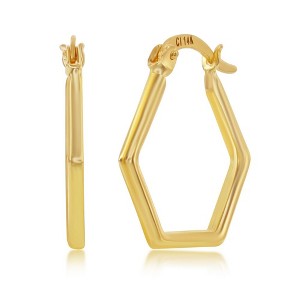Classic Gold 14K Yellow Gold, Hexagon Hoop Earrings - Gold - 1 of 3