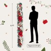 6 Ft Pre Lit Christmas Garland for Mantle, Lighted Christmas Garland with 20 Led Lights & Red Bows, Xmas Decorations for Outdoor Window Fireplace - 3 of 4