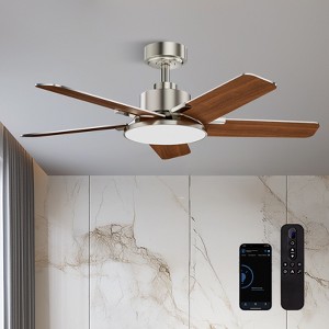Siljoy 44-in Nickel Ceiling Fan with LED Light and Remote Control Include (5 Blades) For Bedroom Living Room and kitchen - 1 of 4