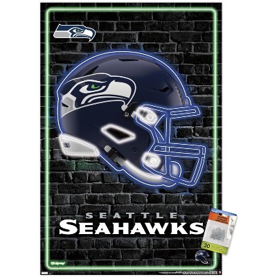 Trends International NFL Seattle Seahawks - Helmet 16 Framed Wall Poster Prints Barnwood Framed Version 14.725 x 22.375