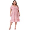 Agnes Orinda Women's Plus Size Smock Ruffle Short Sleeve Floral Flared Flowy Dresses - 3 of 4