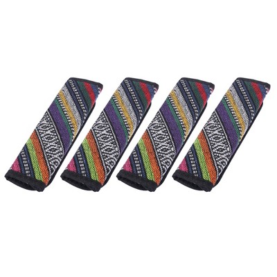 Unique Bargains 4pcs Linen Car Seat Belt Shoulder Pad Mat Cushion Cover Multicolor  9.25"x2.56"