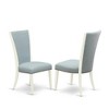 East West Furniture, 3 Piece Dining Table Set - 2 Dining Chair with High Back and 1 Dining Table - Linen White Finish - 3 of 4