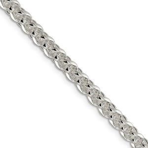 Black Bow Jewelry Men's 5mm, Sterling Silver Round Solid Spiga Chain Necklace - 1 of 4