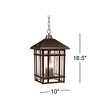 Kathy Ireland Art Deco Outdoor Hanging Light Rubbed Bronze 16 1/2 Seeded Glass Panels Damp Rated for Exterior House Porch Outside - 4 of 4