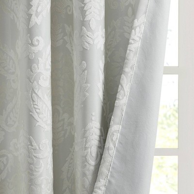 White Jacquard Paisley Blackout Grommet Curtain Panel