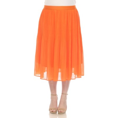 White Mark Plus Size Pleated Chiffon Midi Skirt