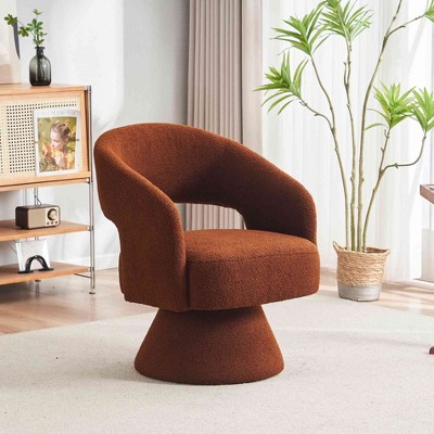CAVINAS Velvet Swivel Barrel Accent Chair with Mid-Height Backrest,Upholstered Swivel Living Room Chairs,Reading Chairs for Living Room