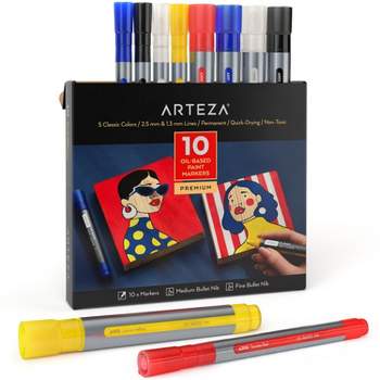 Arteza Washable Glass Board Markers Set, Assorted Neon Colors, Non-Toxic -  10 Pack 