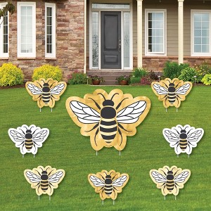 Big Dot of Happiness Little Bumblebee - Yard Sign and Outdoor Lawn Decorations - Bee Baby Shower or Birthday Party Yard Signs - Set of 8 - 1 of 4