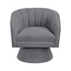 Boucle Fabric Upholstery Solid Wood Swivel Modern Accent Chair with Foam Seat, Attached Cushions and 360-Degree Swivel - 2 of 4
