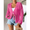 Women's Tie Front Crochet Cardigan Lightweight Hollow Out Knit Cardigan Shrugs Cropped Tops Cover Up - 4 of 4