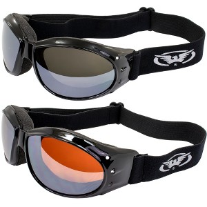 2 Pairs of Global Vision Eyewear Eliminator Safety Motorcycle Goggles with Flash Mirror, Brown Mirror Lenses - 1 of 4